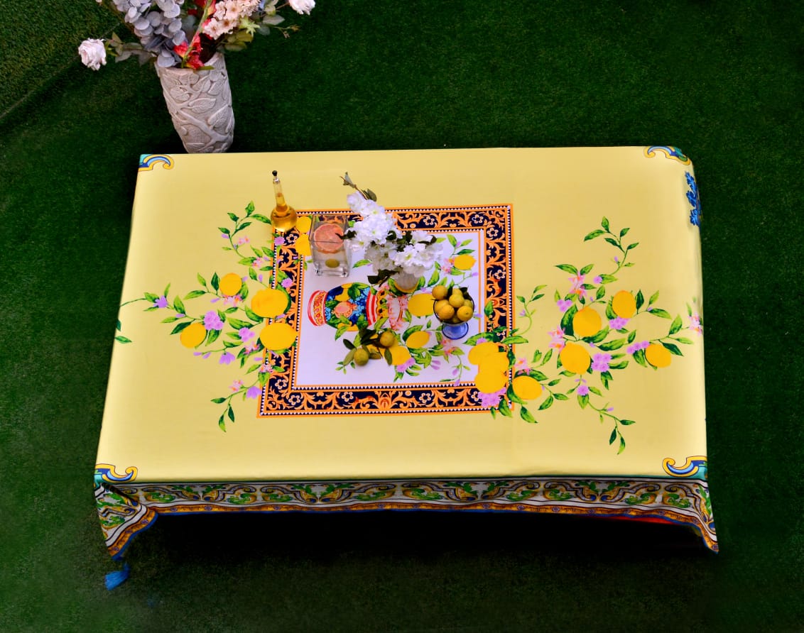 6 & 8 Seater Digital Printed Table Cover(3841)-TB21 Apricot