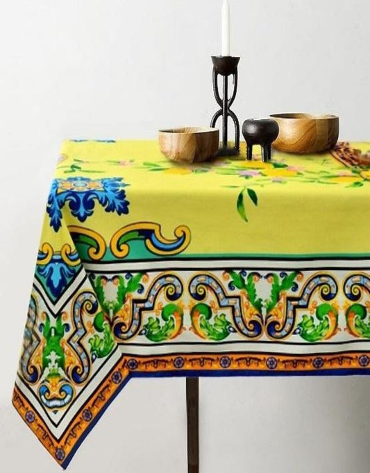 6 & 8 Seater Digital Printed Table Cover(3841)-TB21 Table Cover Apricot   