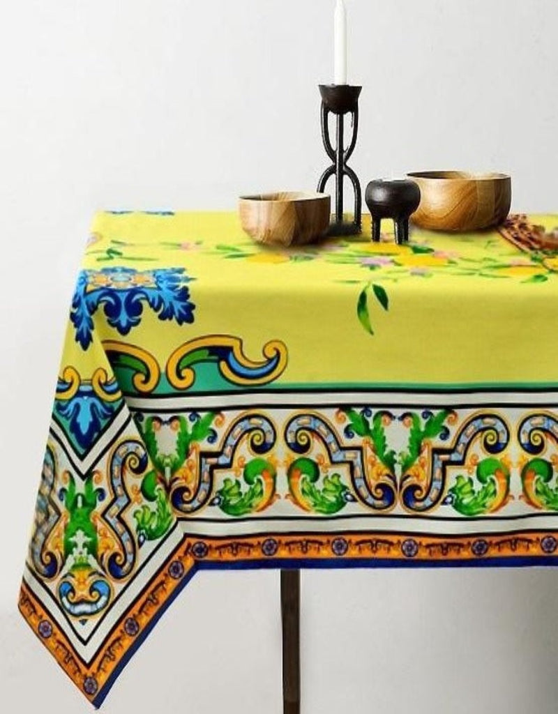 6 & 8 Seater Digital Printed Table Cover(3841)-TB21 Apricot