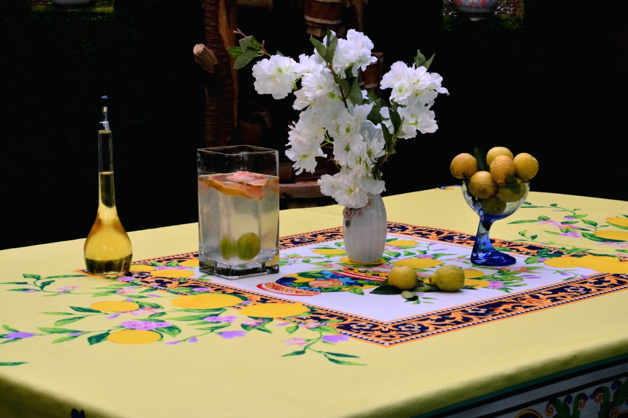 6 & 8 Seater Digital Printed Table Cover(3841)-TB21 Table Cover Apricot   