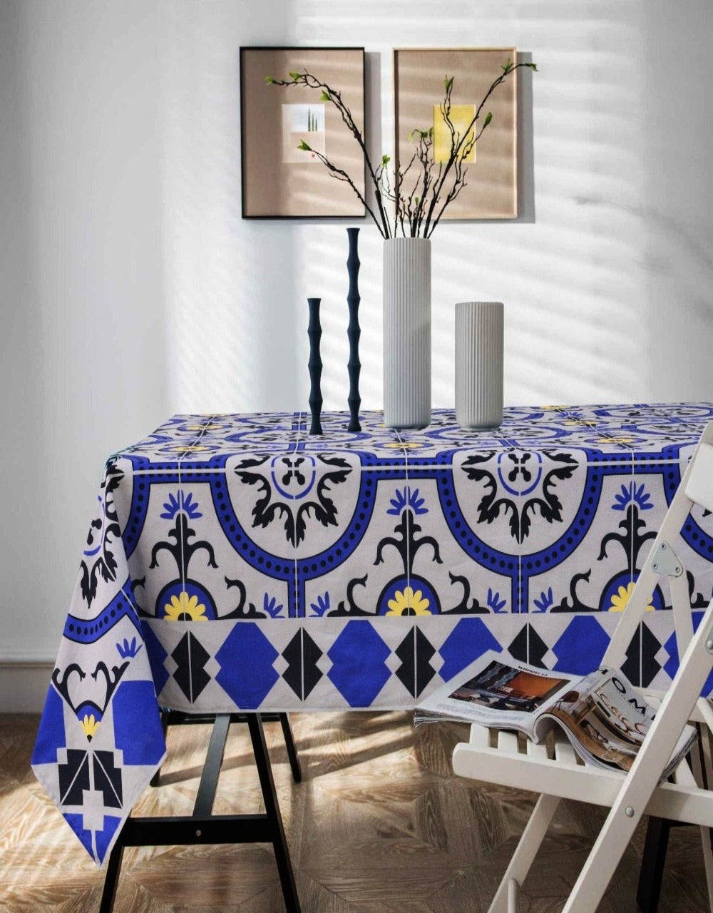 6 & 8 Seater Digital Printed Table Cover(4444)-TB28 Apricot