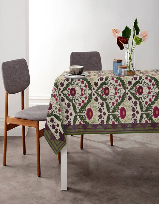 6 & 8 Seater Digital Printed Table Cover(4445)-TB29 Table Cover Apricot   