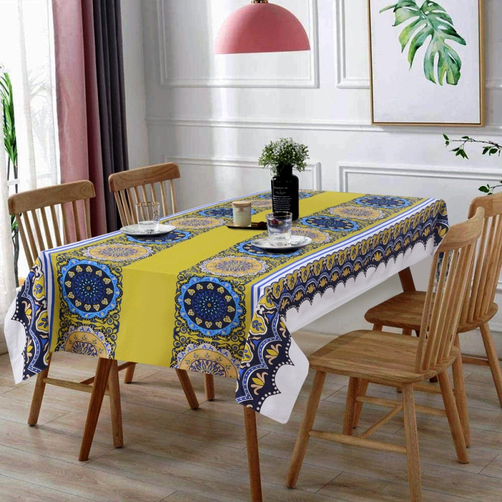 6 & 8 Seater Digital Printed Table Cover(4592)-TB40 Apricot
