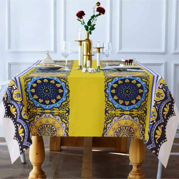 6 & 8 Seater Digital Printed Table Cover(4592)-TB40 Apricot