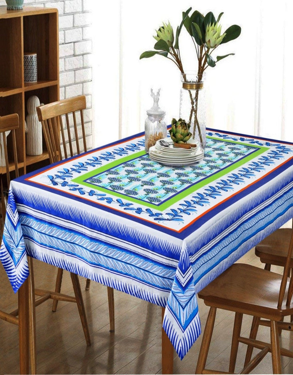 6 & 8 Seater Digital Printed Table Cover(4594)-TB36 Table Cover Apricot   