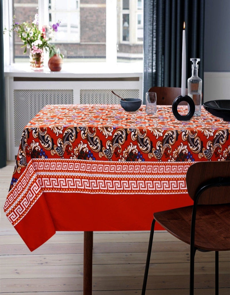 6 & 8 Seater Digital Printed Table Cover(4595)-TB37 Apricot