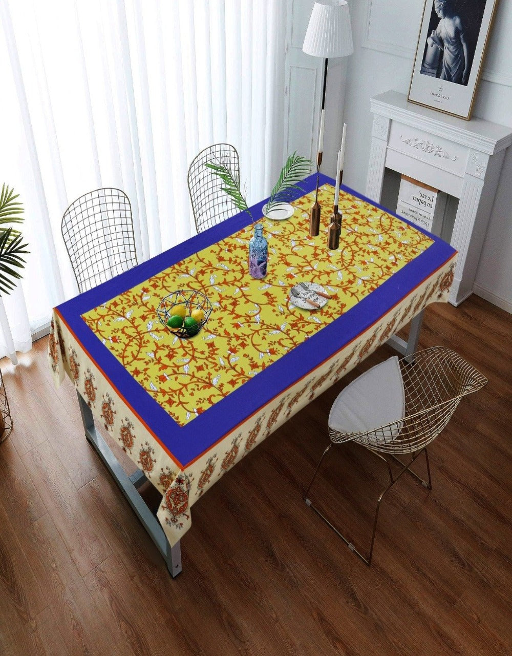 6 & 8 Seater Digital Printed Table Cover(4597)-TB39 Table Cover Apricot   