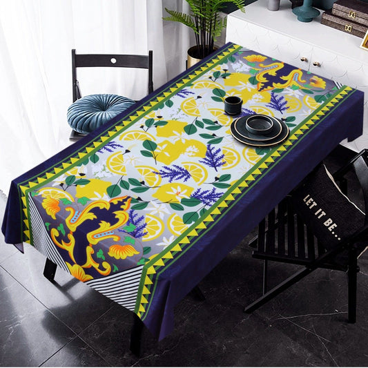 6 & 8 Seater Digital Printed Table Cover(4599)- TB42 Table Cover Apricot   