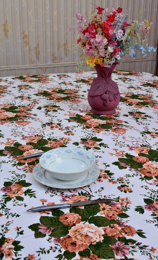 6 & 8 Seater Digital Printed Table Cover(4773)-TB47 Apricot