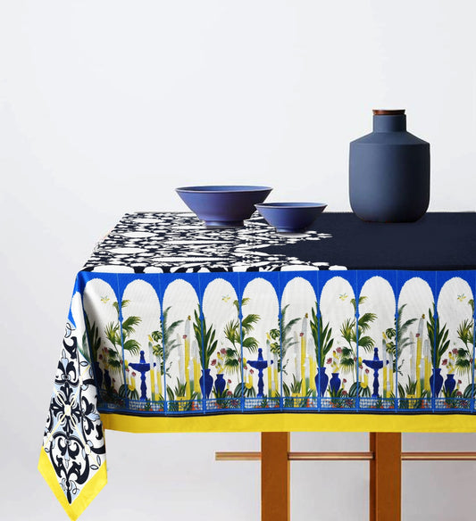 6 & 8 Seater Digital Printed Table Cover(5081)-TB56 Table Cover Apricot   