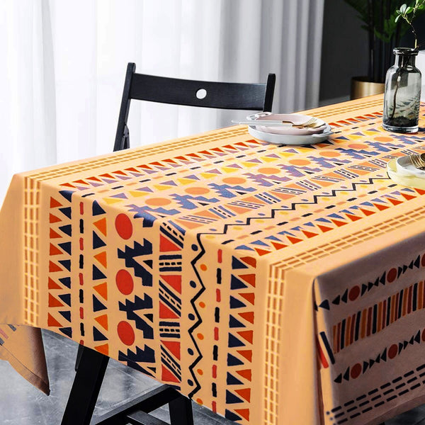 6 & 8 Seater Digital Printed Table Cover-TB24 Apricot