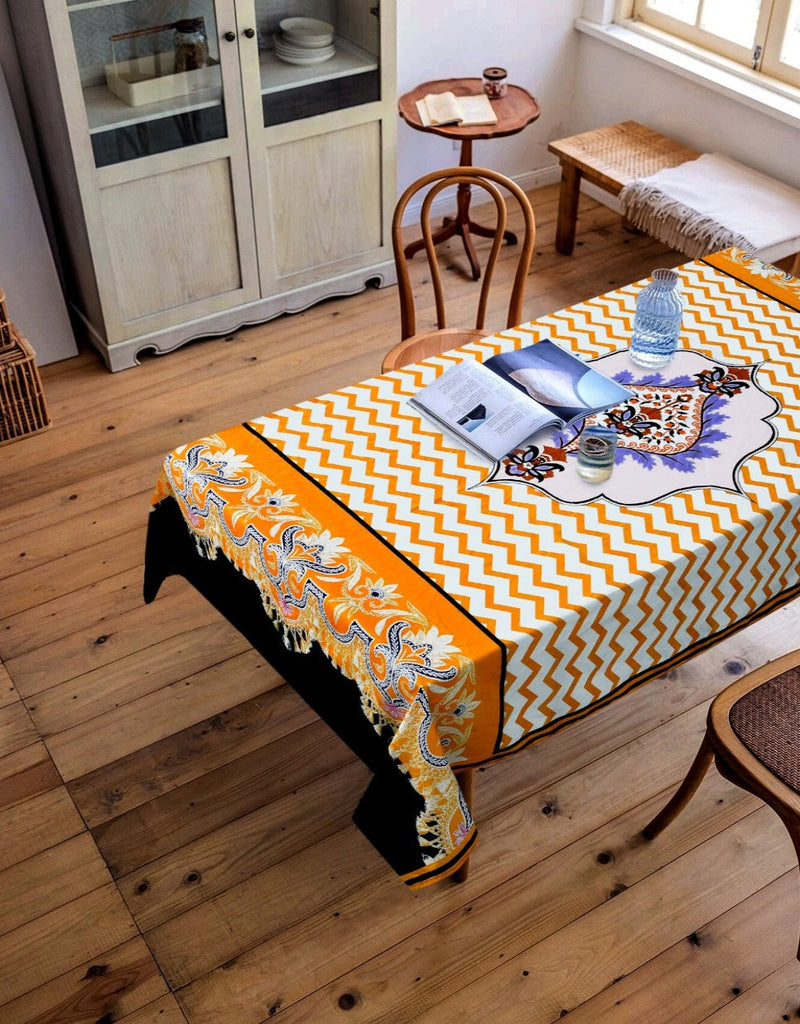 6 & 8 Seater Digital Printed Table Cover-TB51 Apricot