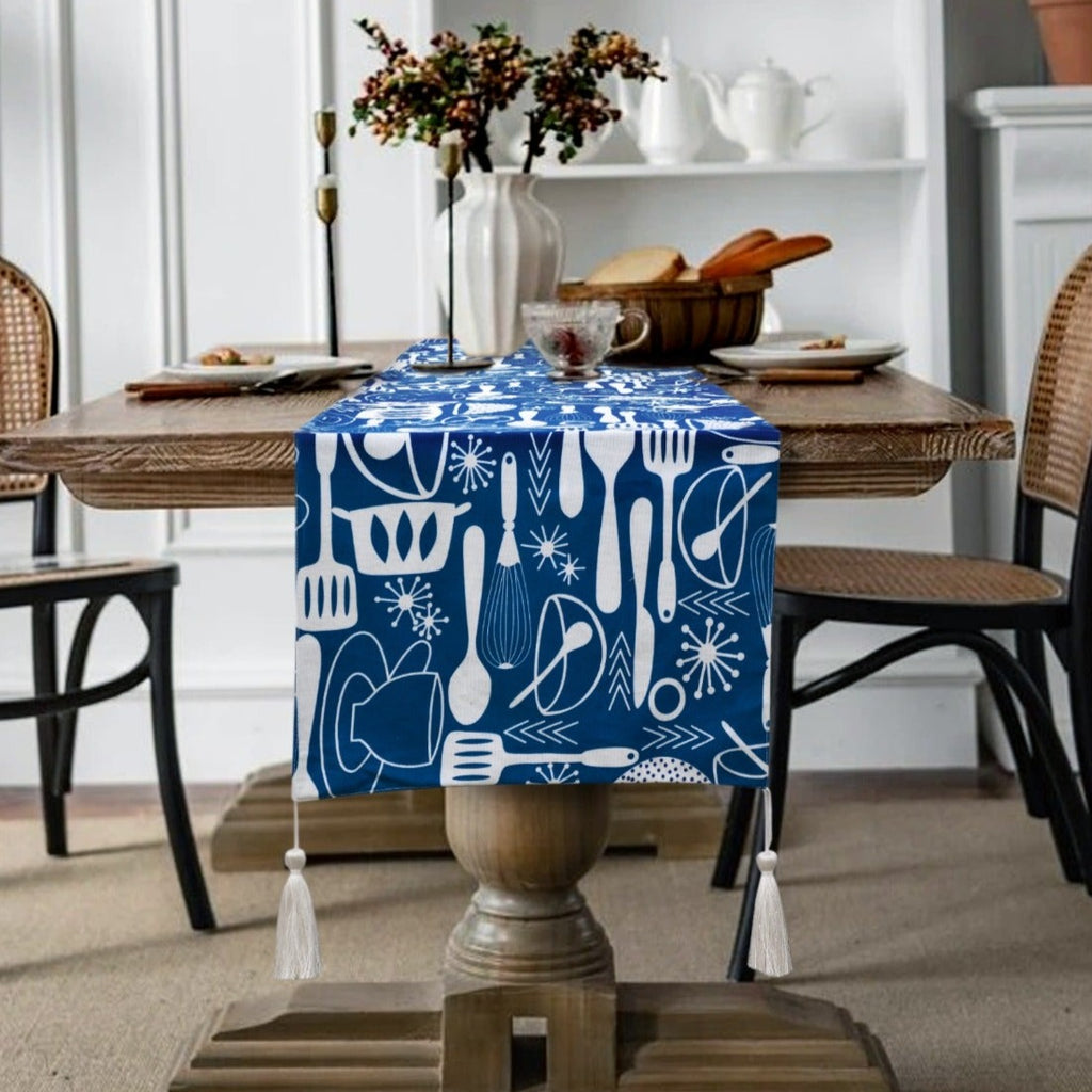 6 & 8 Seater Dining Table Runner-Blue Kitchen Tools Apricot