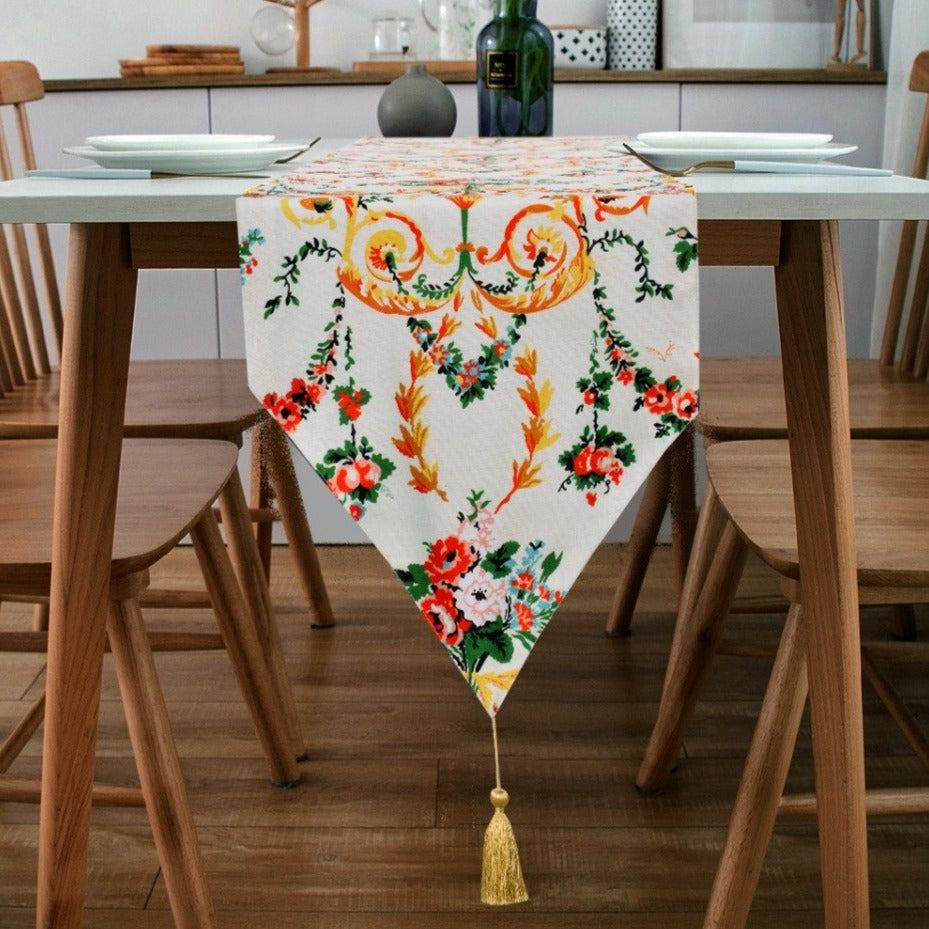 6 & 8 Seater Dining Table Runner-Secret garden Table Runners Apricot   