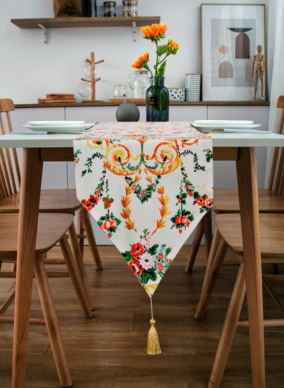 6 & 8 Seater Dining Table Runner-Secret garden Table Runners Apricot   