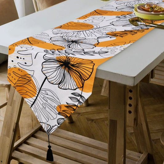 6 & 8 Seater Dining Table Runner-Yellow Orchid Table Runners Apricot   