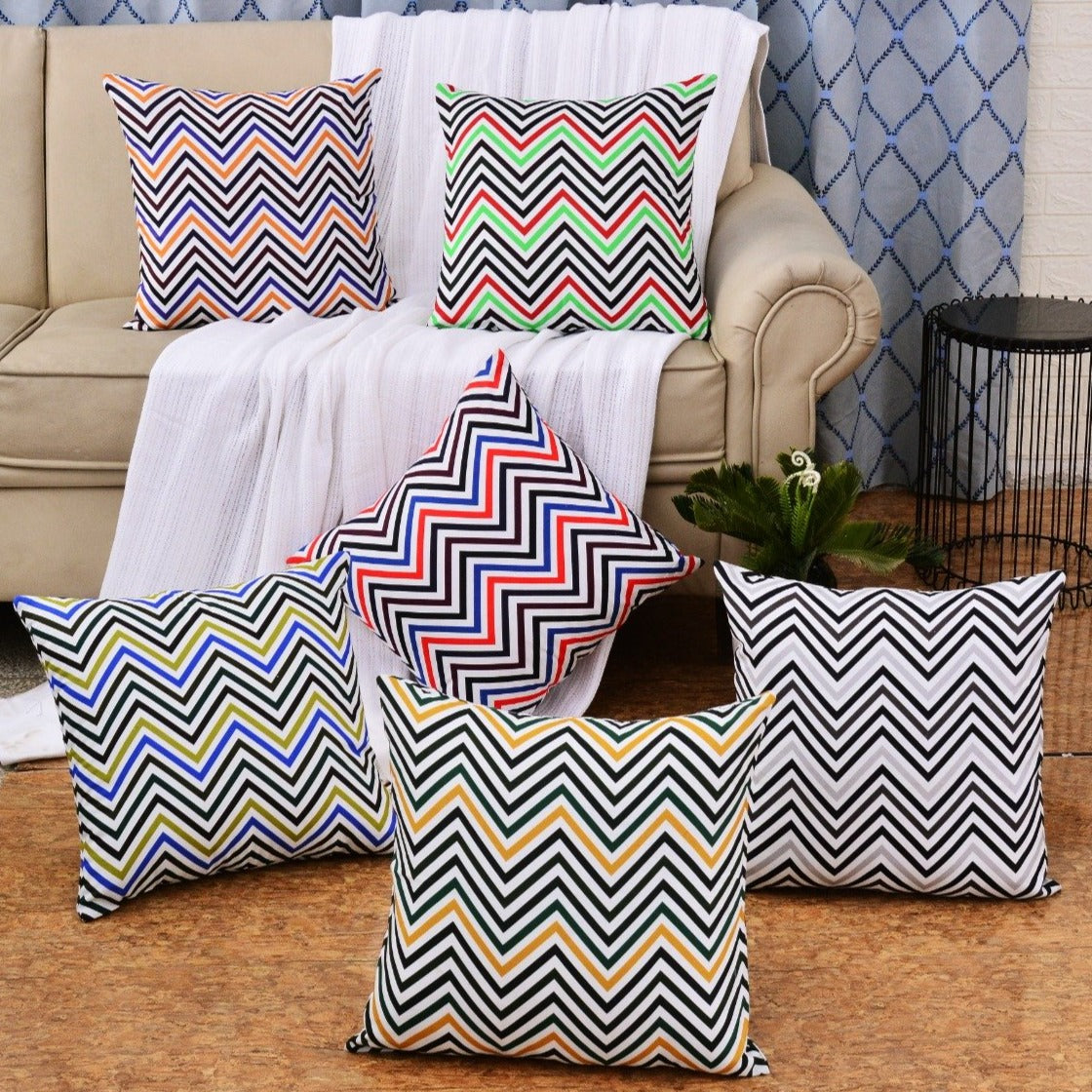 6 PCs Chevrons Digital Printed Duck Cushions cushions Apricot   