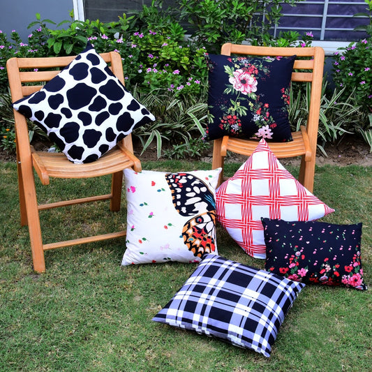 6 PCs Digital Printed Cotton Cushions-Earth Planet cushions Apricot   