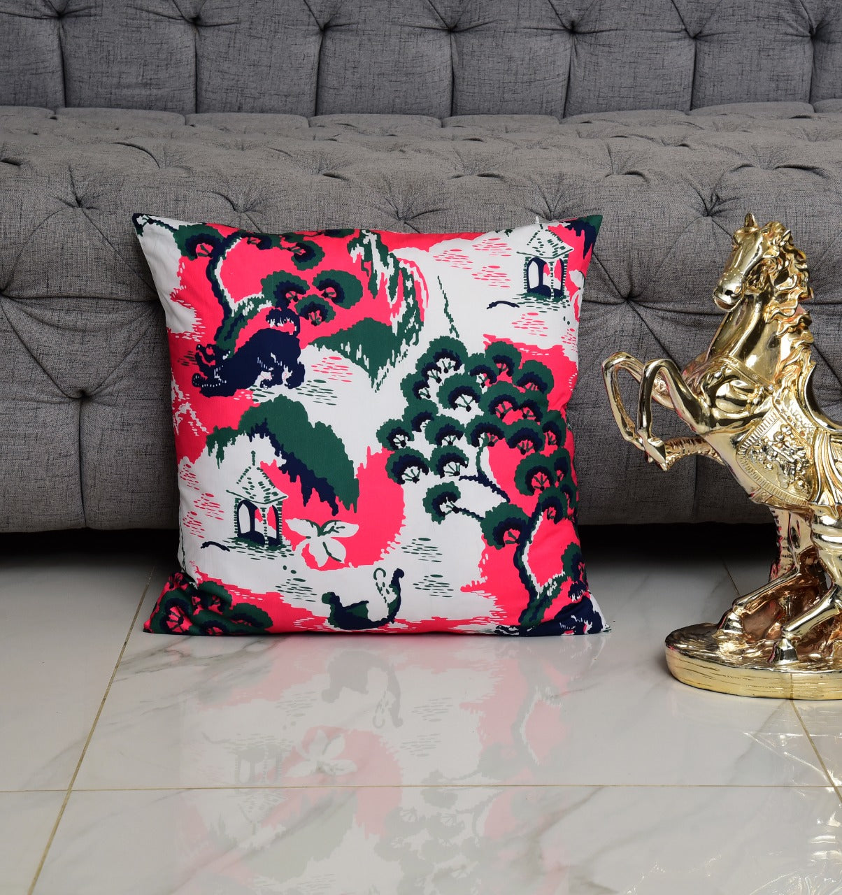 6 PCs Digital Printed Cotton Cushions- Heritage cushions Apricot   