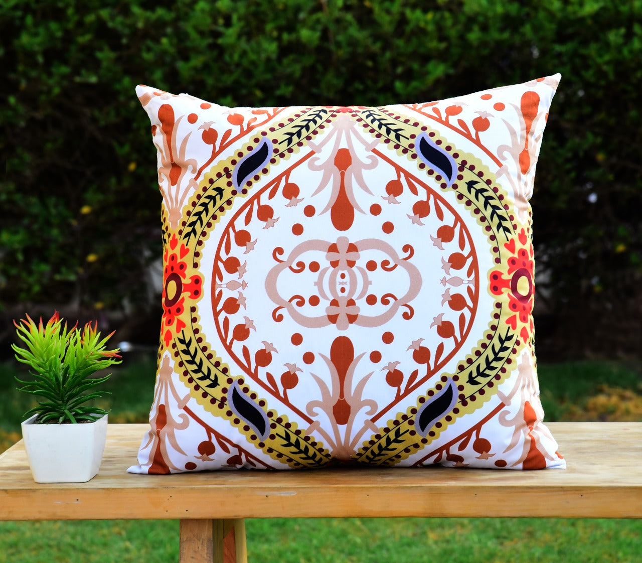 6 PCs Digital Printed Cotton Cushions-Rusty Patterns Apricot