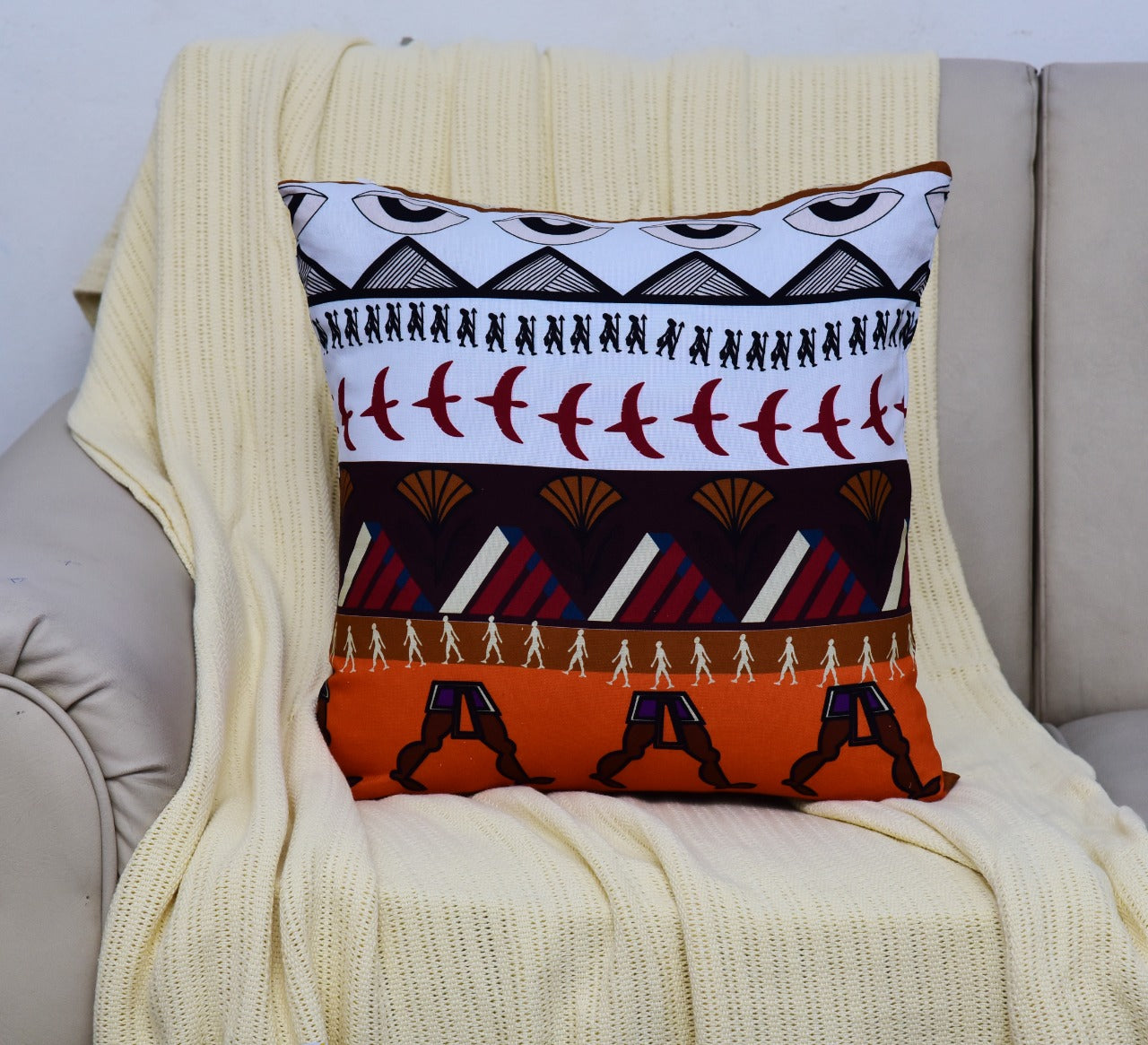 6 PCs Digital Printed Duck Cushions-Malawi cushions Apricot   