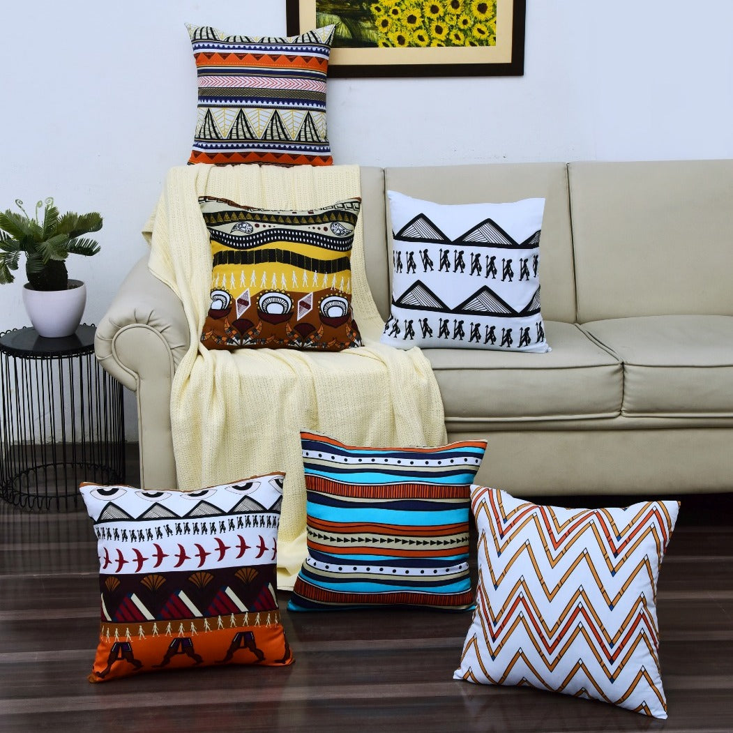 6 PCs Digital Printed Duck Cushions-Malawi cushions Apricot   