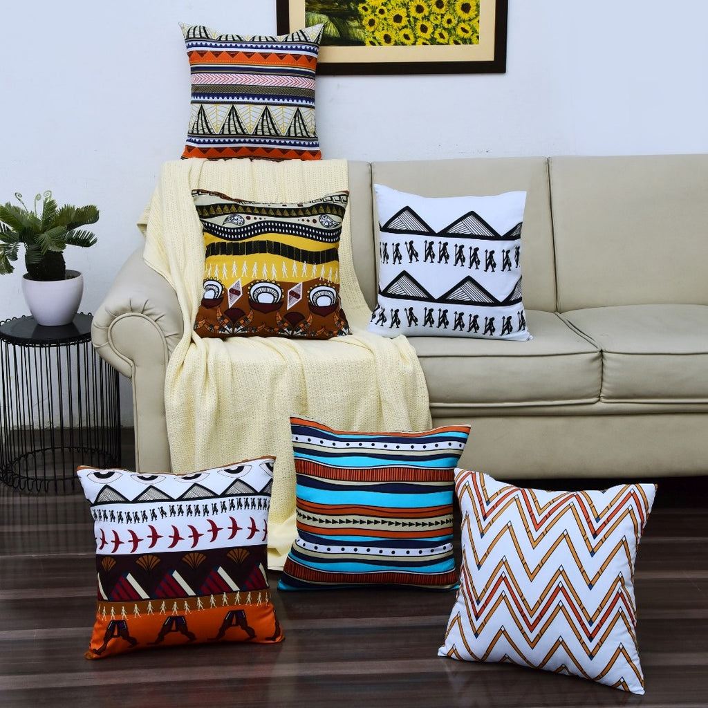 6 PCs Digital Printed Duck Cushions-Malawi Apricot