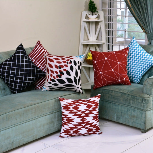 6 PCs Digital Printed Duck Cushions-Multi Knots cushions Apricot   