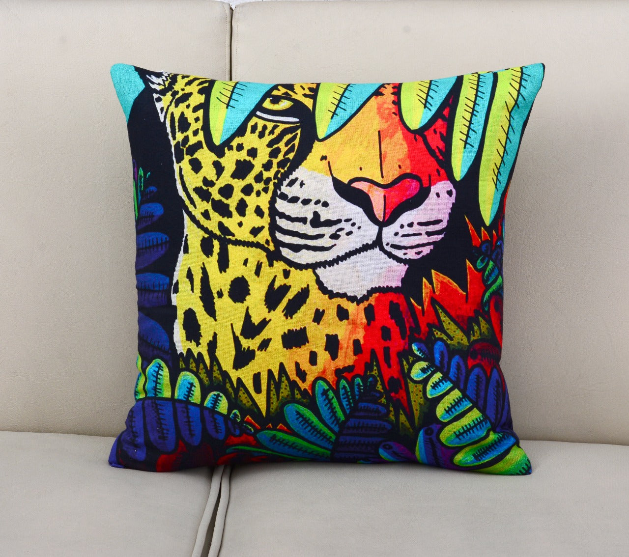 6 PCs Leopards Digital Printed Duck Cushions cushions Apricot   