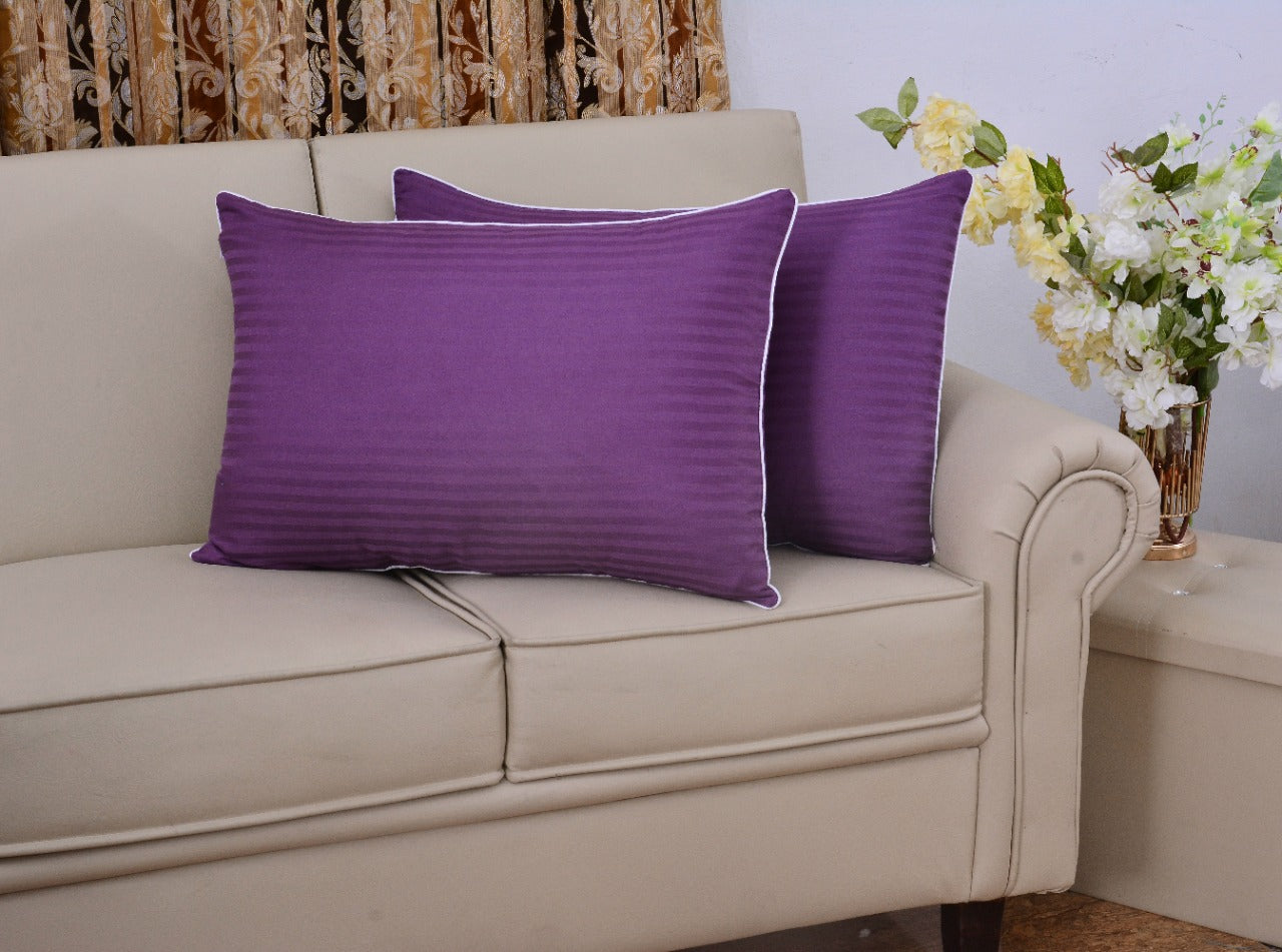 6 PCs Satin Pillows *2 Bed Cushion *2 & Floor Cushion *2 Set-D/Purple  Apricot   