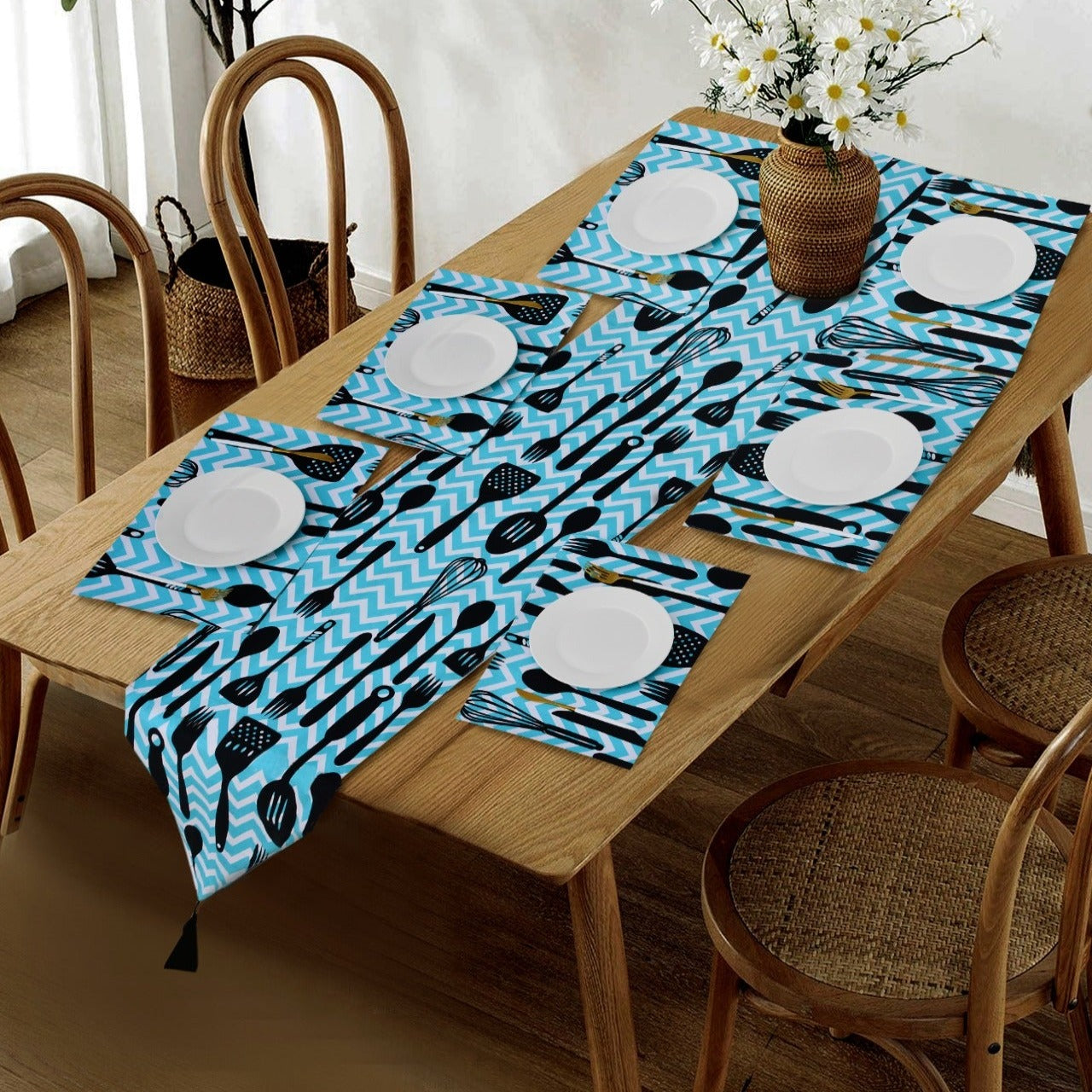 6 Seater Dining Table Runner Set(4617)- TRS05 Table Runners Apricot   