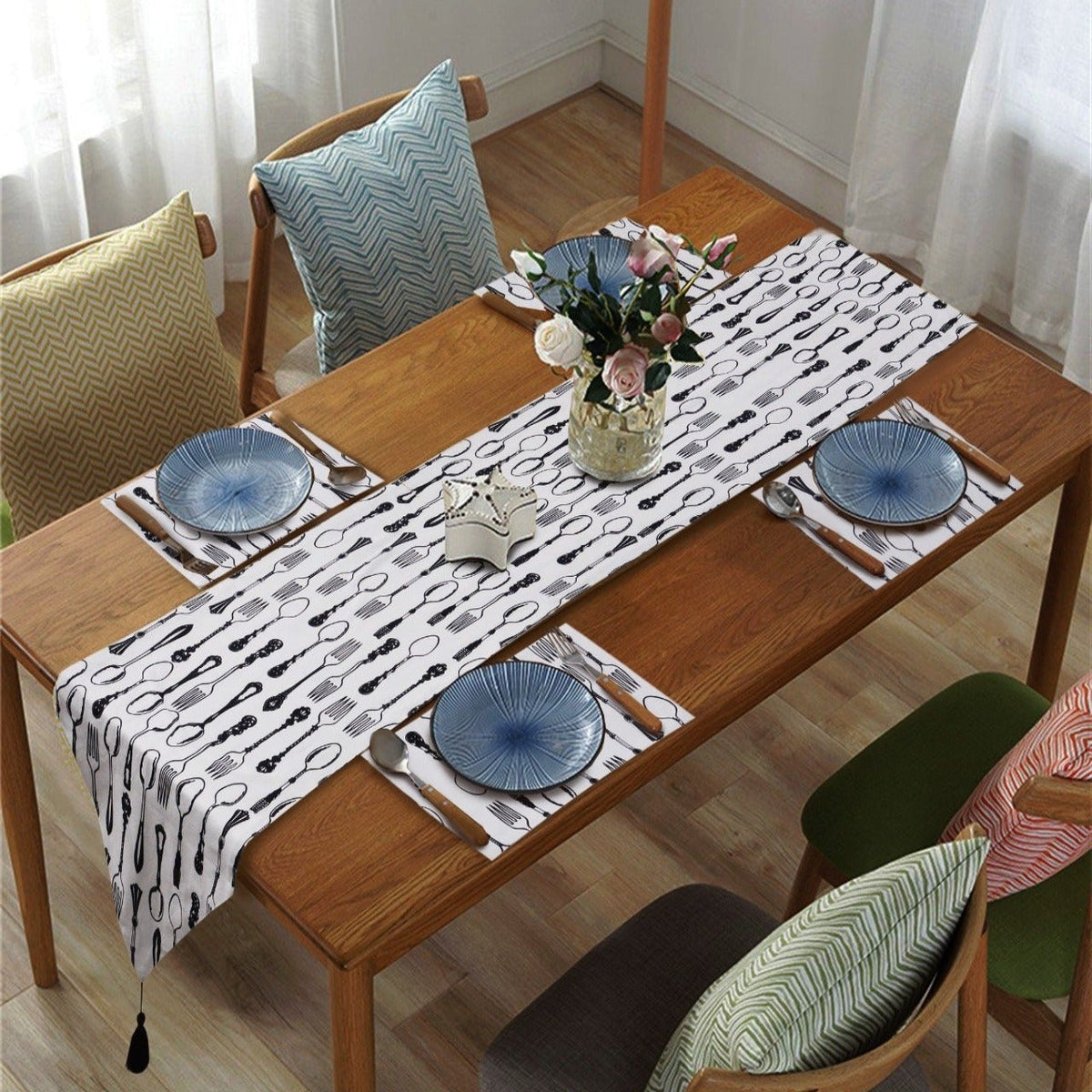 6 Seater Dining Table Runner Set(4617)- TRS06 Table Runners Apricot   