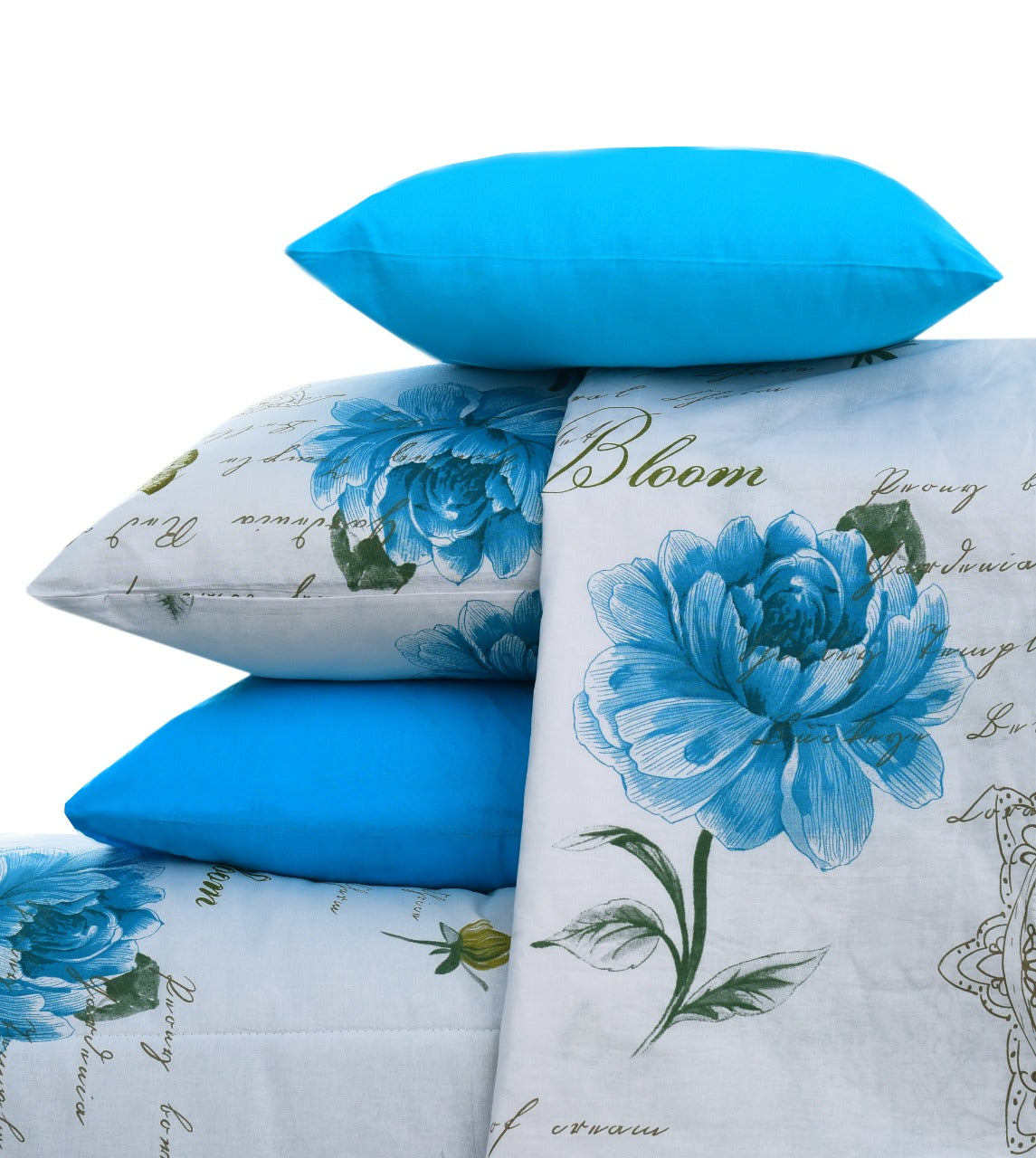 8 PCs Winter Comforter Set-Turquoise Stem Comforters Apricot   