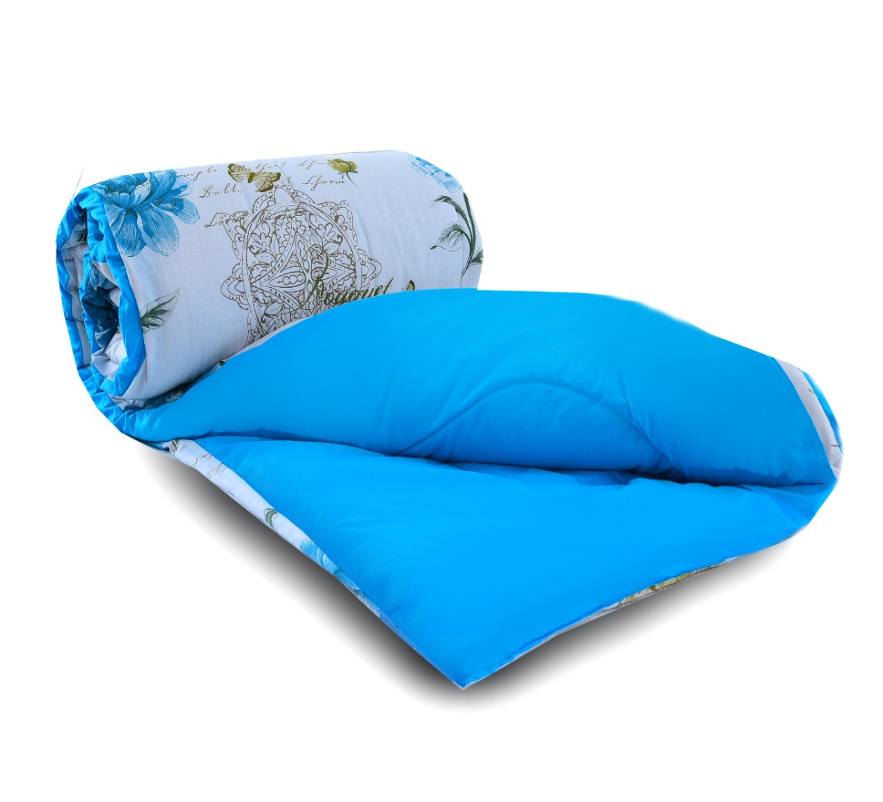 8 PCs Winter Comforter Set-Turquoise Stem Apricot