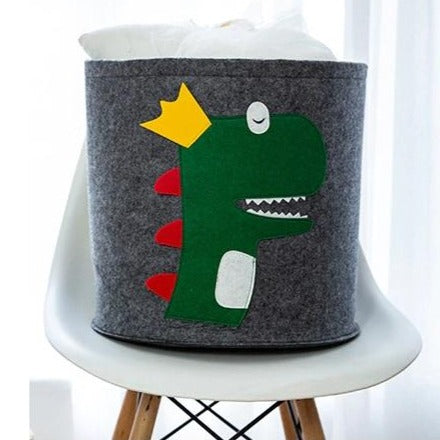 Animal Pattern Toy & Laundry Basket(3963)-Green Dinosaur  Apricot   