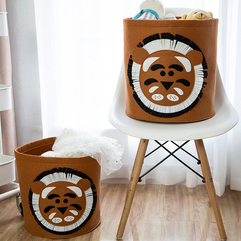 Animal Pattern Toy & Laundry Basket(3963)-Lion Apricot