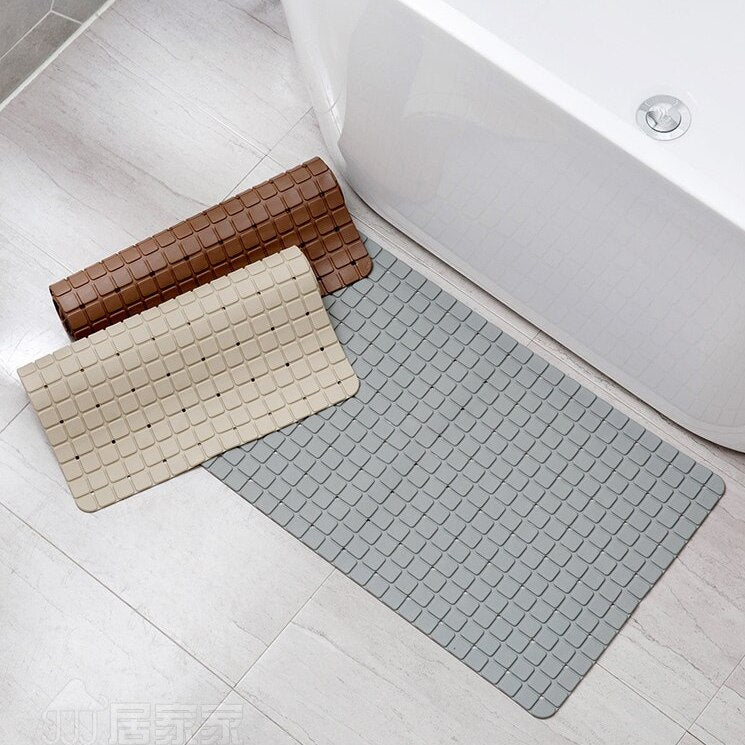 Anti Slip PVC Bathroom Mat-(2417)-Chocolate Brown Bath Mats Apricot   