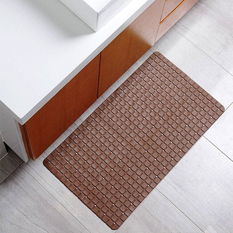 Anti Slip PVC Bathroom Mat-(2417)-Chocolate Brown Bath Mats Apricot   