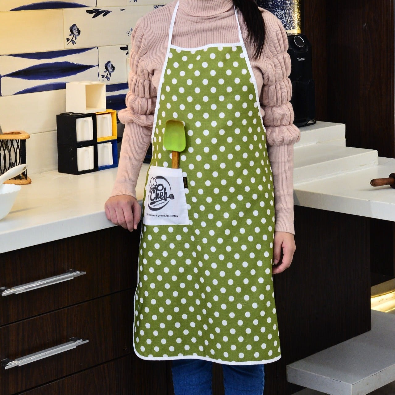 Cooking Kitchen Aprons for Women/Men-KA09  Apricot   