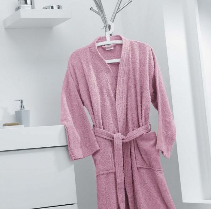 Cotton Bathrobe - Light Pink  Apricot   