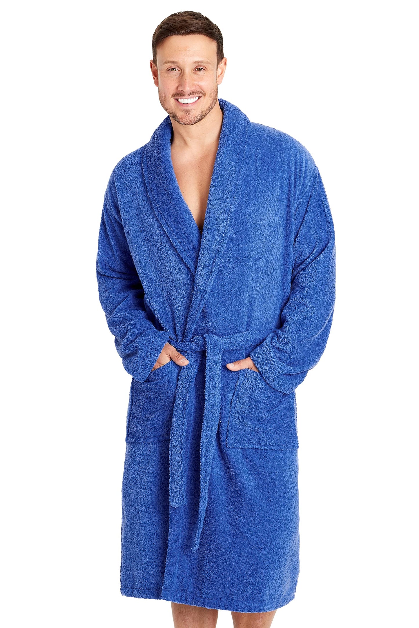 Cotton Bathrobe - Royal Blue Apricot