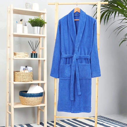 Cotton Bathrobe - Royal Blue Bath Linen Apricot   