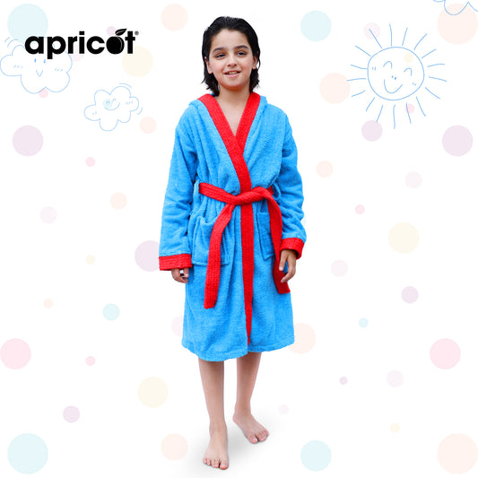 Cotton Kid's Bathrobe-Blue Over Red Bath Towels & Washcloths Apricot   