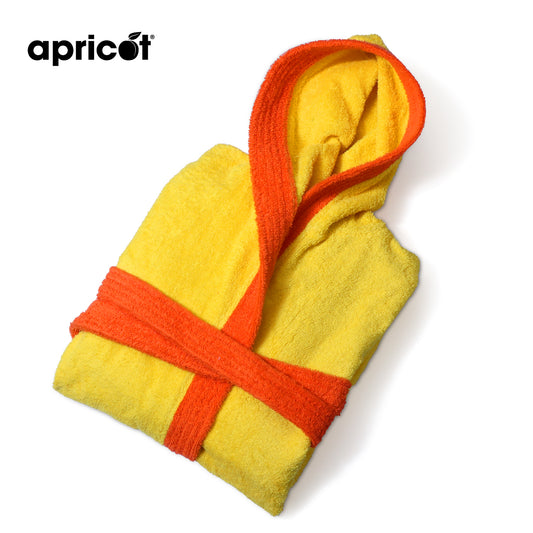 Cotton Kid's Bathrobe-Yellow Over Orange Apricot