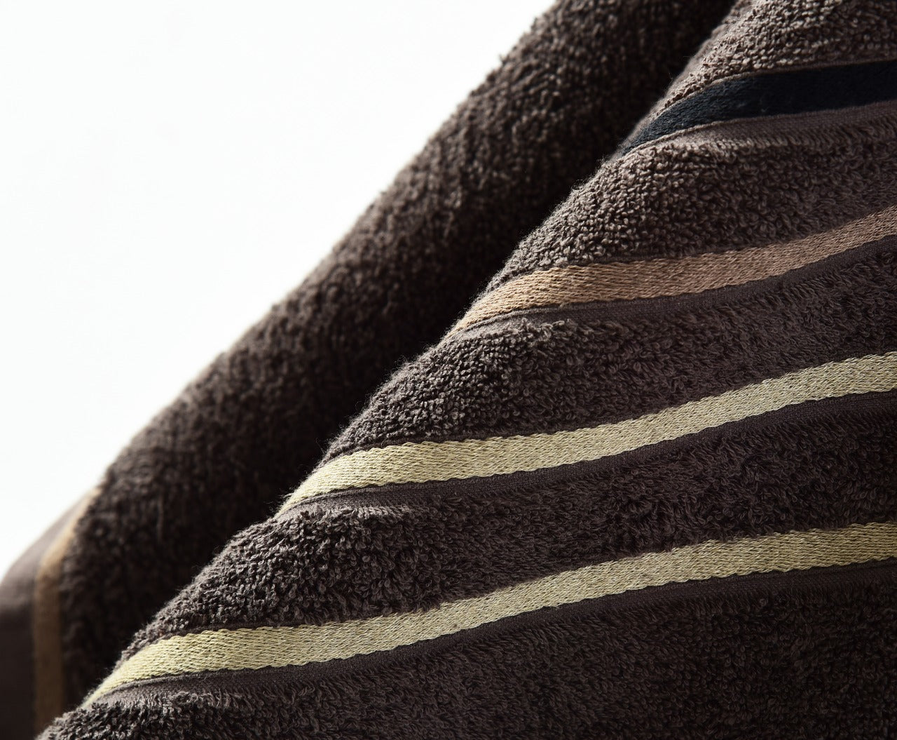 Cotton Towel With Jacquard Stripe (1893) - Charcoal Grey Bath Towels & Washcloths Apricot   