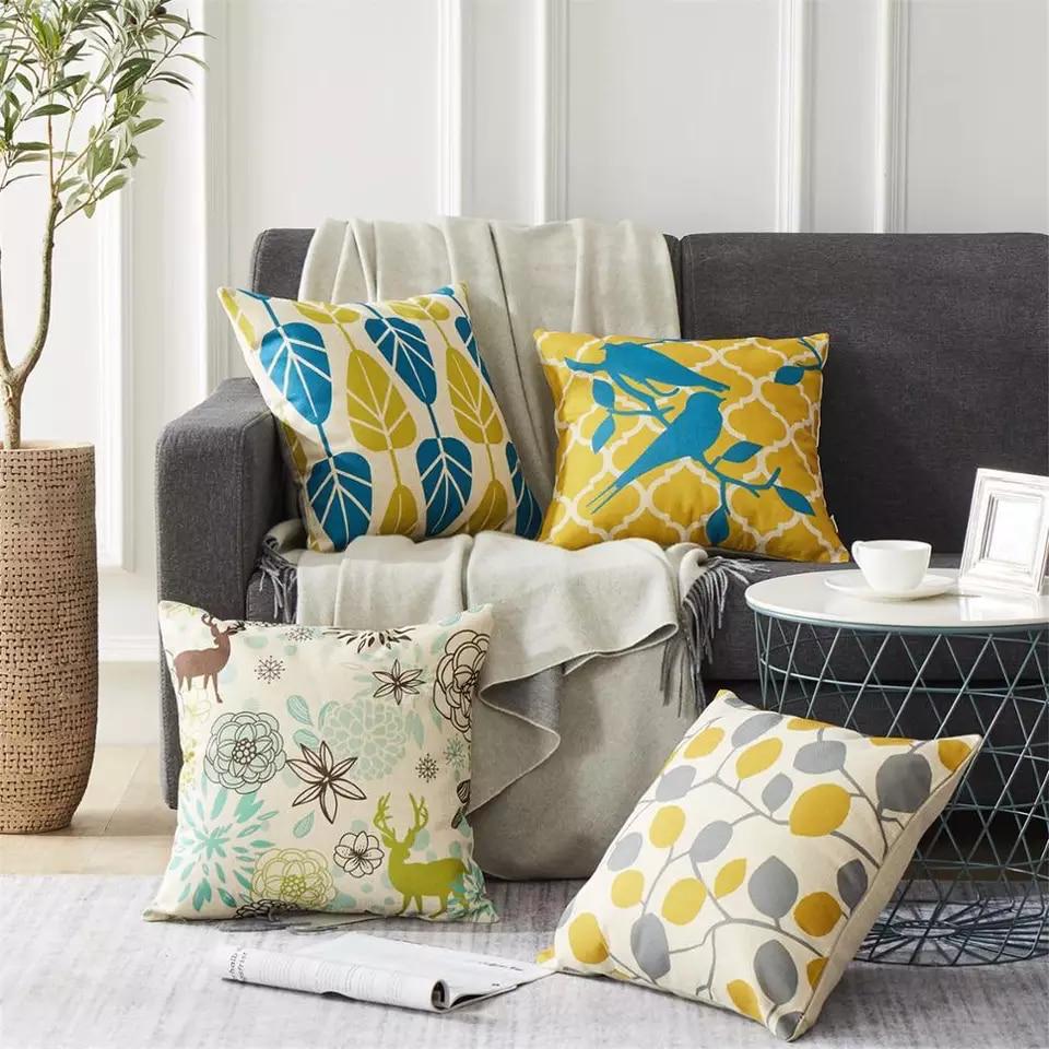 Digital Printed Cushions Assorted 4 PCs-Deer cushions Apricot   
