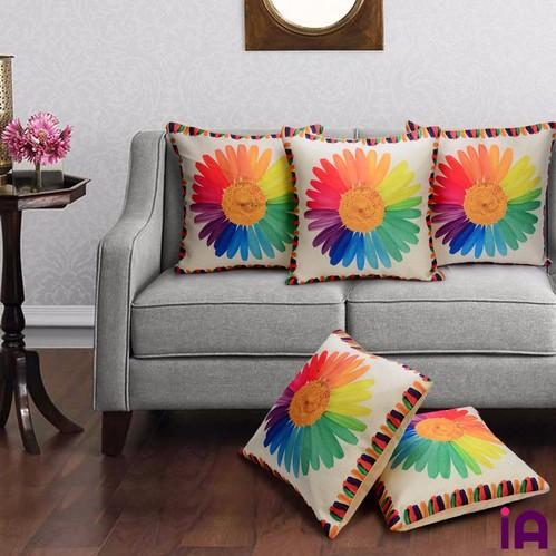 Digital Printed Cushions Assorted 5 PCs-Multi Colors Apricot
