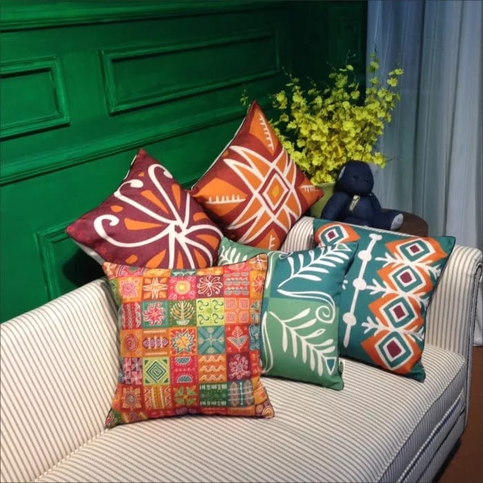 Digital Printed Cushions Assorted 5 PCs-SA109 cushions Apricot   