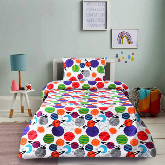 Digital Printed Junior Single Bed Sheet-Universe Apricot