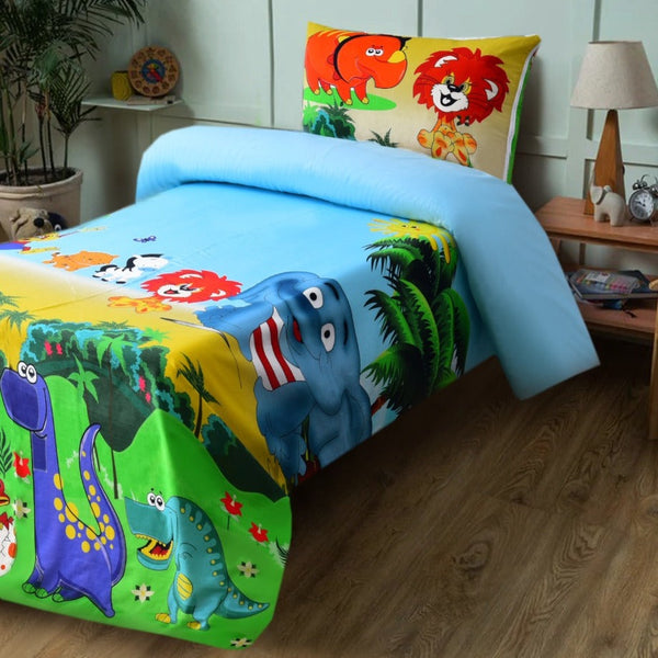 Digital Printed Junior Single Bed Sheet-Zoo Apricot